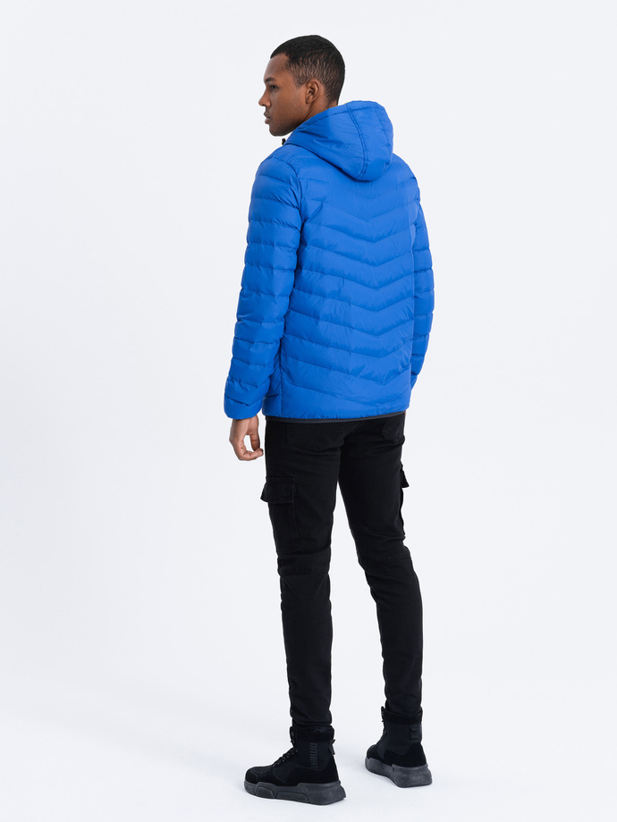 Men's quilted sports jacket - blue V4 OM-JALP-0118