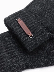 Men's knitted gloves with wool - black melange V1 OM-ACGL-0110