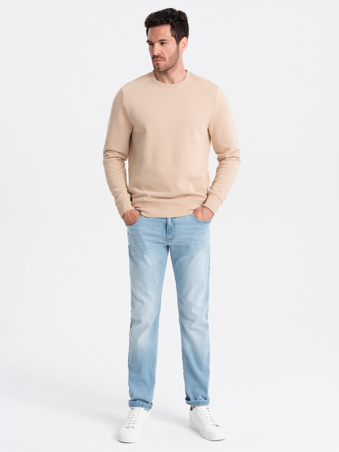 BASIC men's non-stretch cotton sweatshirt - beige V6 OM-SSBN-0159