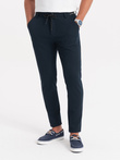 Pantaloni bărbătești tricotați cu talie elastică - albastru marin V3 OM-PACP-0116