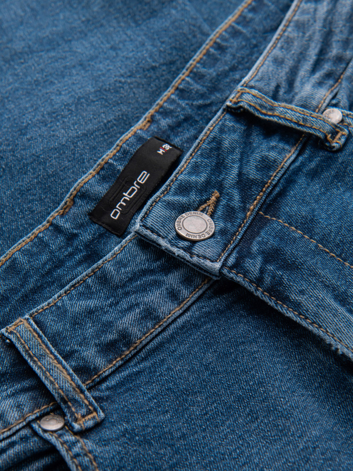 Pánské džínové kalhoty SLIM FIT s odřením - tmavě modré V2 OM-PADP-0255