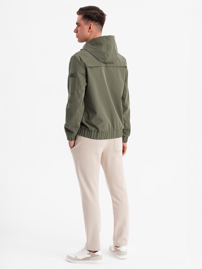 Men's functional transitional jacket with hood - olive V2 OM-JANP-0225