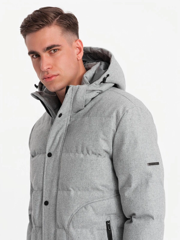 Men's lightweight jacket with mesh lining and hood - grey V3 OM-JAHP-0203