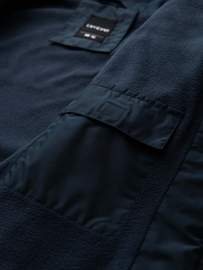 Jachetă sport ușoară colorată pentru bărbați cu fleece - maro și bleumarin V1 OM-JANP-0194