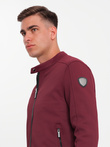 Men's BIKER jacket in structured fabric - maroon V2 OM-JANP-0138