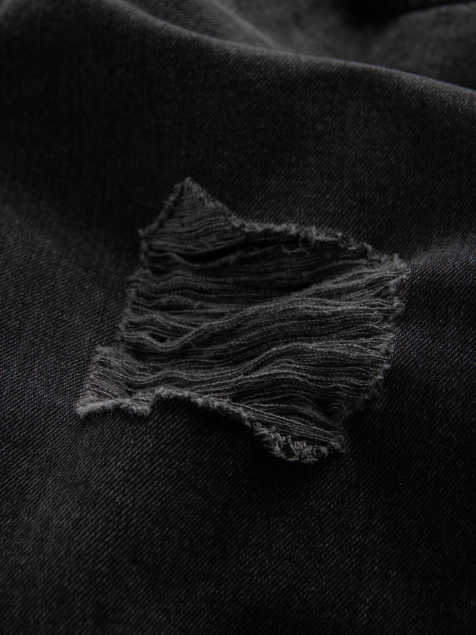 Pantaloni de bărbați din denim cu găuri - negru V2 P1028
