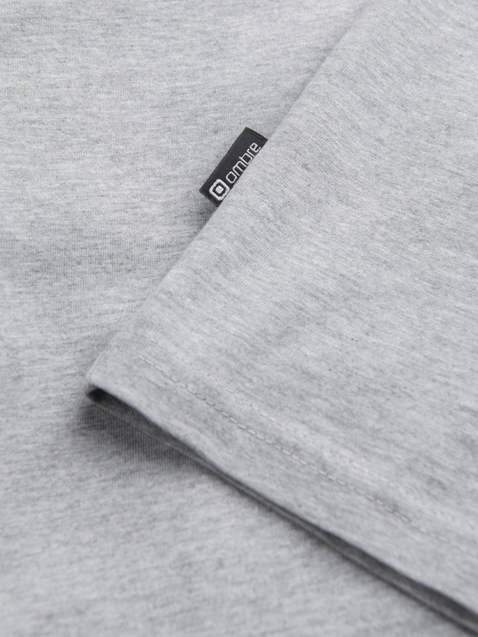 Men's unprinted longsleeve with a crew neckline - grey melange V7 OM-LSBL-0108