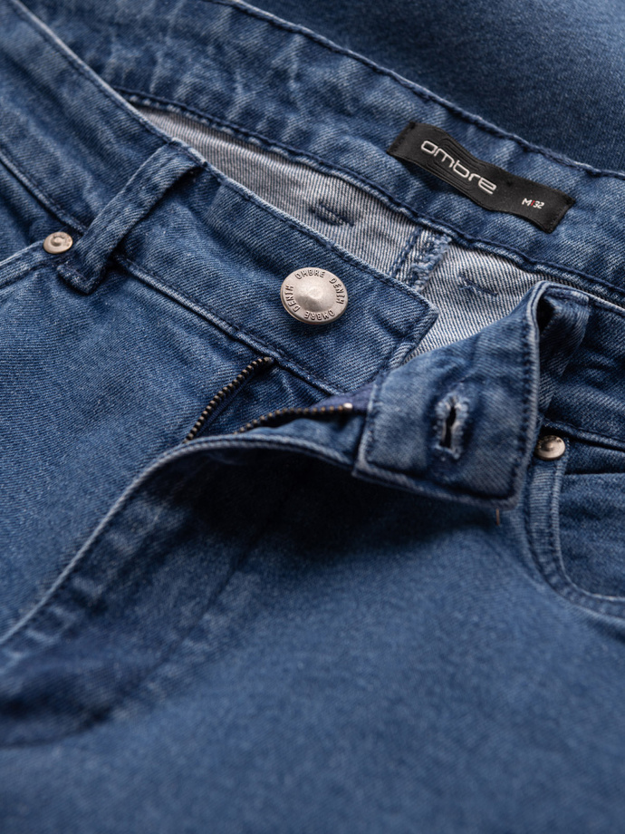 Pantaloni din denim TAPER FIT lavabili pentru bărbați, cu frecare - albastru V2 OM-PADP-0163