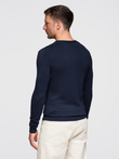 Men's elegant BASIC V-neck sweater with viscose - navy blue V2 OM-SWBS-0107