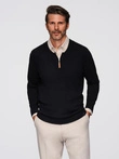 Men's sweater with viscose and spread neckline - black V2 OM-SWZS-0124