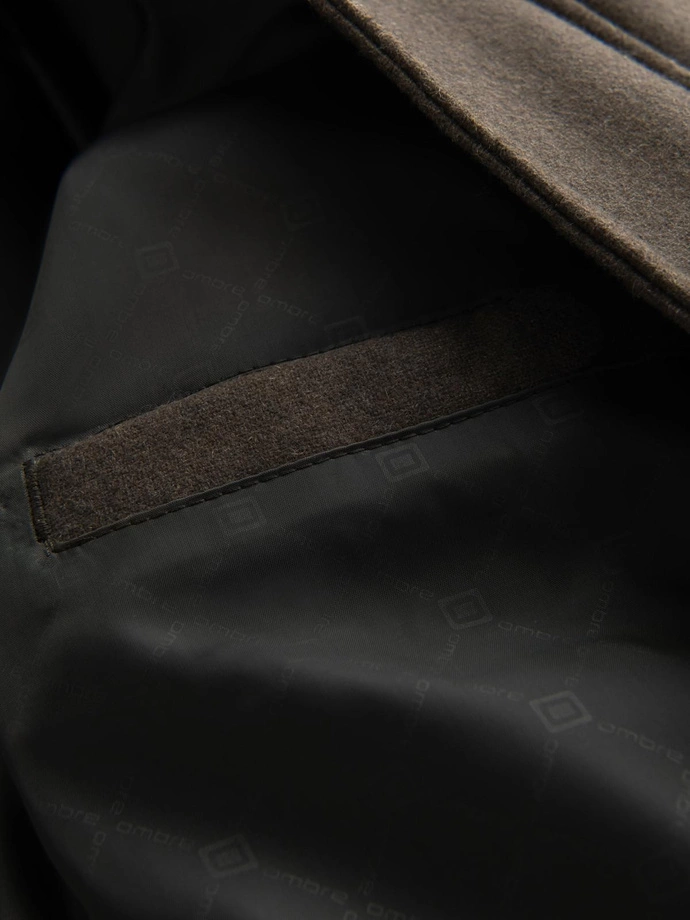 Pánská lehká bunda s kapucí a síťovanou podšívkou - olivová V2 OM-JANP-0149