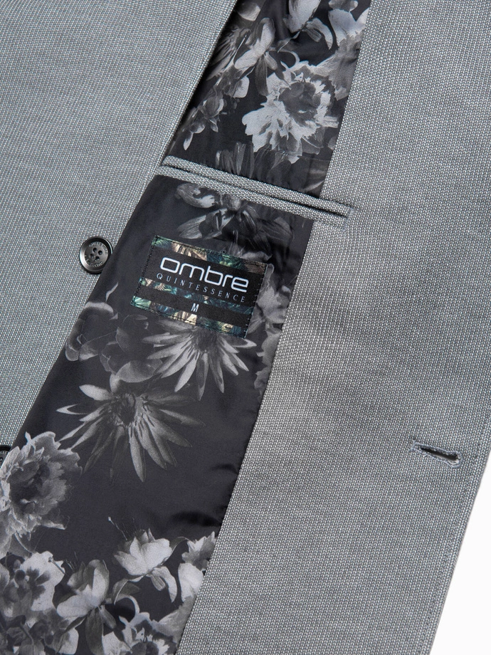 Men's blazer with elbow patches - light grey V1 OM-BLZB-0108