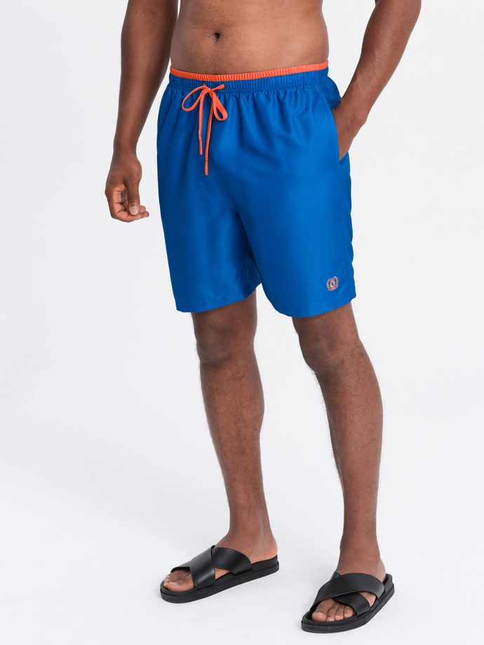 Men's two-tone ribbed swim shorts - dark blue V5 OM-SRBS-0141