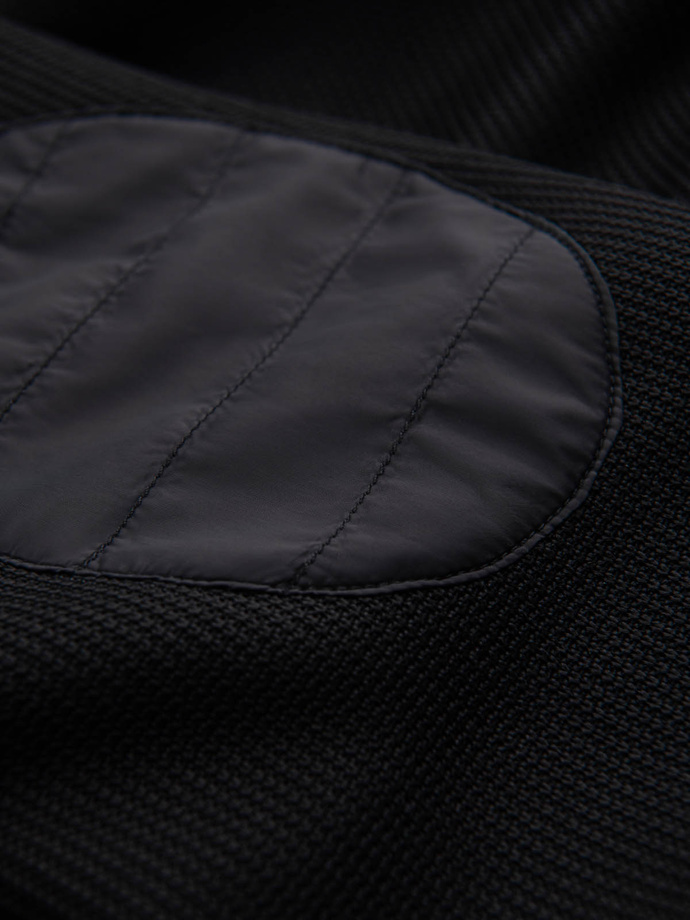 Men's jacket with high collar and fleece interior - black V1 OM-JANP-0154