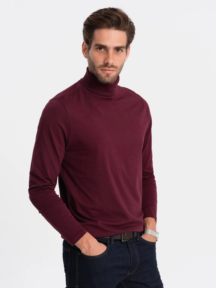 Men's turtleneck longsleeve - maroon V6 OM-LSCL-0112