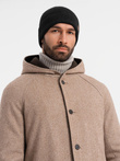 Melange long men's hooded coat - beige V2 OM-COWC-0122