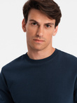 BASIC men's cotton non-stretch sweatshirt - navy blue V1 OM-SSBN-0159
