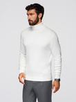 Men's knitted fitted turtleneck with viscose - ecru V3 OM-SWTN-0101