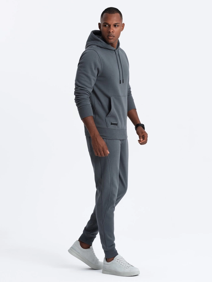 BASIC men's tracksuit set kangaroo sweatshirt + joggers - graphite V11 Z85