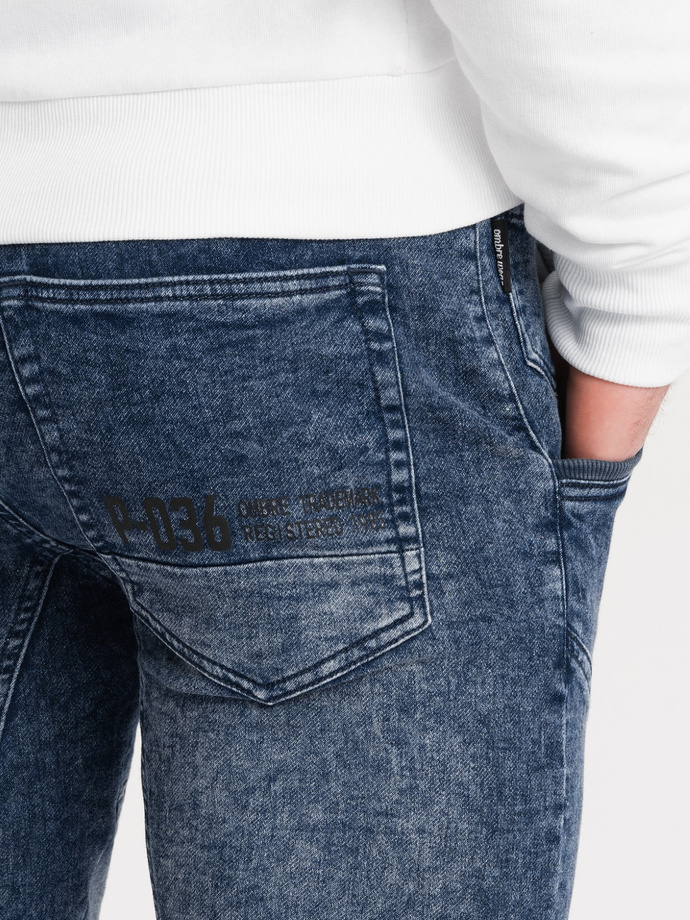 Pantaloni JOGGERY marmorat pentru bărbați cu cusături - albastru V1 OM-PADJ-0108