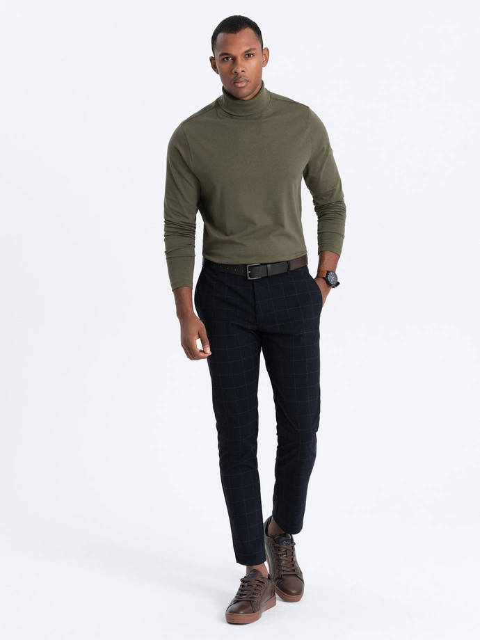 Men's turtleneck longsleeve - dark olive V4 OM-LSCL-0112