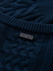 Men's elegant sweater with interesting weave - navy blue V5 OM-SWSW-0173
