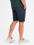 Vyriški klasikiniai chino šortai su užlenktomis kojomis - tamsiai mėlyni V10 OM-SRCS-0197