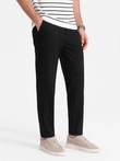 Pánske chino nohavice s elastickým pásom SLIM FIT - čierne V3 OM-PACP-0158