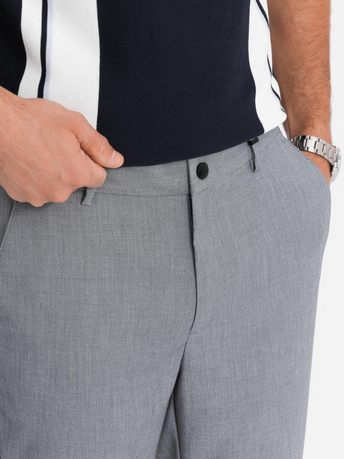 Pantaloni chino REGULAR FIT pentru bărbați cu talie elastică - gri V2 OM-PACP-0157