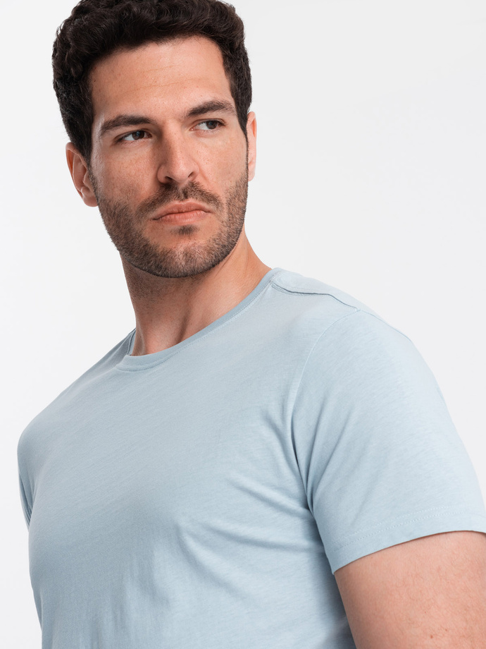 Tricou clasic din bumbac pentru bărbați BASIC - albastru deschis V19 OM-TSBS-0146