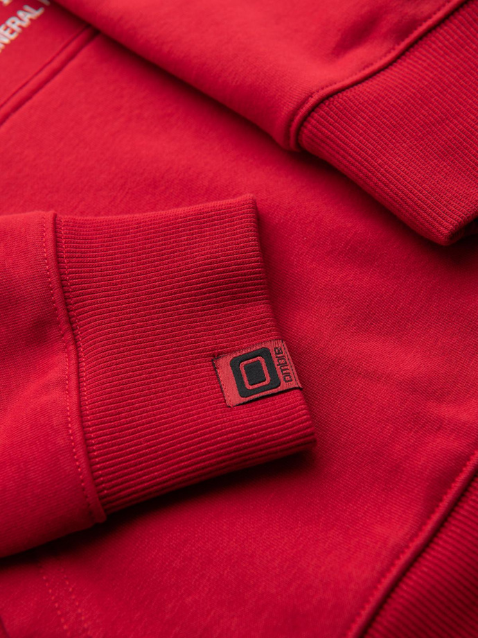 Men's hooded sweatshirt with college print - red V1 B1714