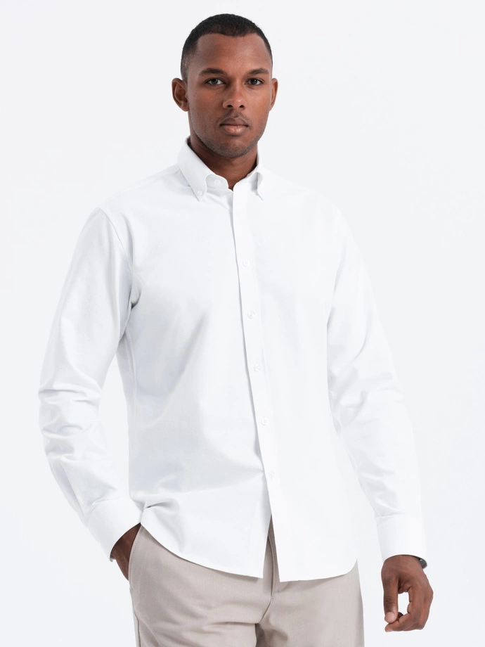 Men's classic cotton oxford REGULAR shirt - white V1 OM-SHOS-0114