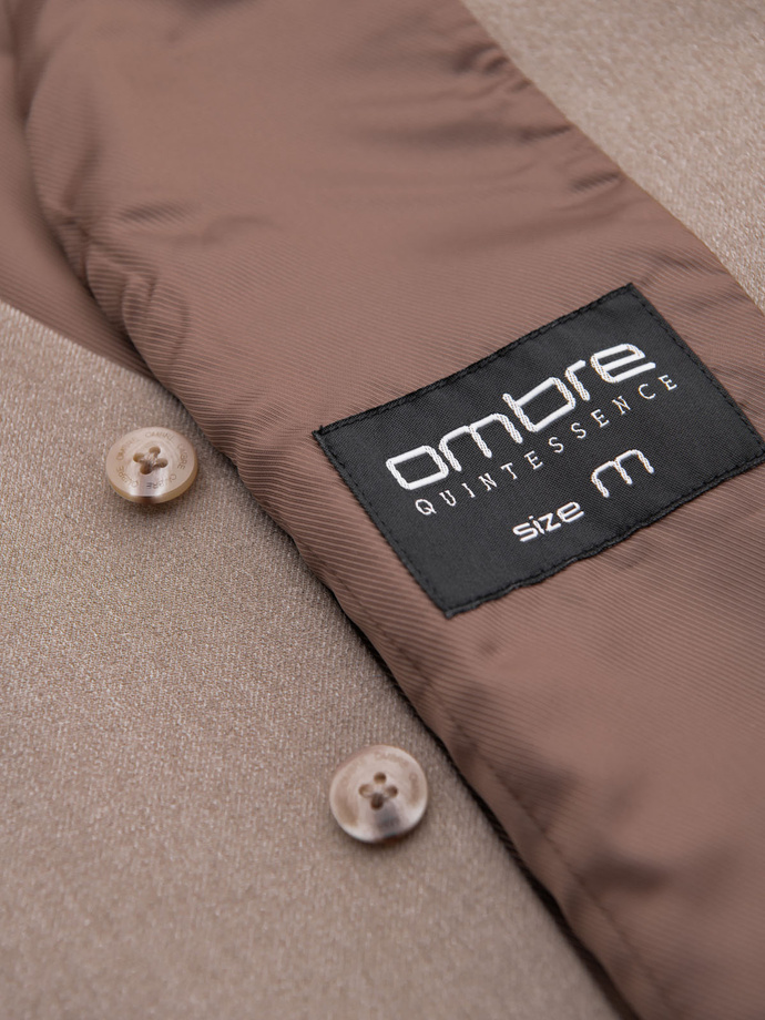 Vestă de costum pentru bărbați cu detalii clasice și căptușeală - bej V1 OM-BLZV-0142