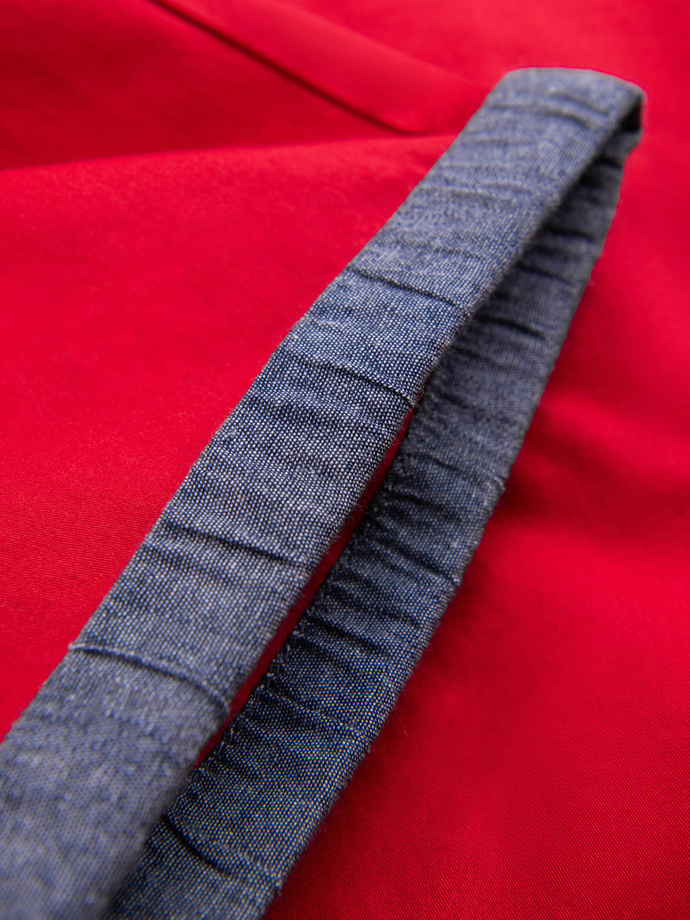 Pantaloni pantaloni scurți chinos pentru bărbați cu întoarcere contrastantă - roșu V1 W421