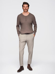Men's ribbed sweater with buttons at the neckline - ash V4 OM-SWSW-0182