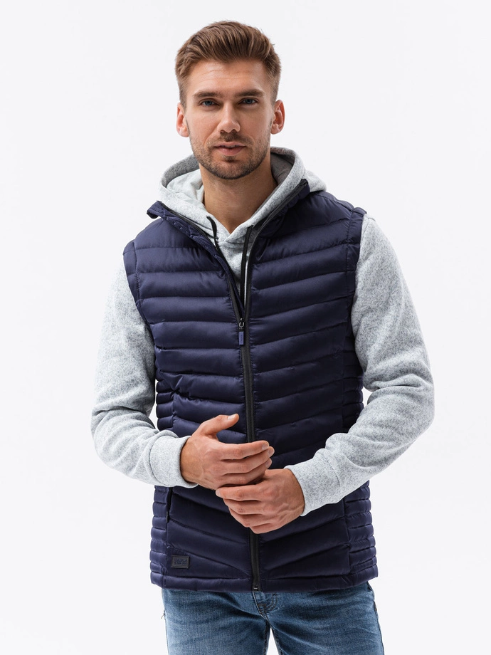 Men's quilted vest - dark blue V54