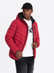 Men's quilted sports jacket with contrasting zipper - red V8 OM-JALP-0179