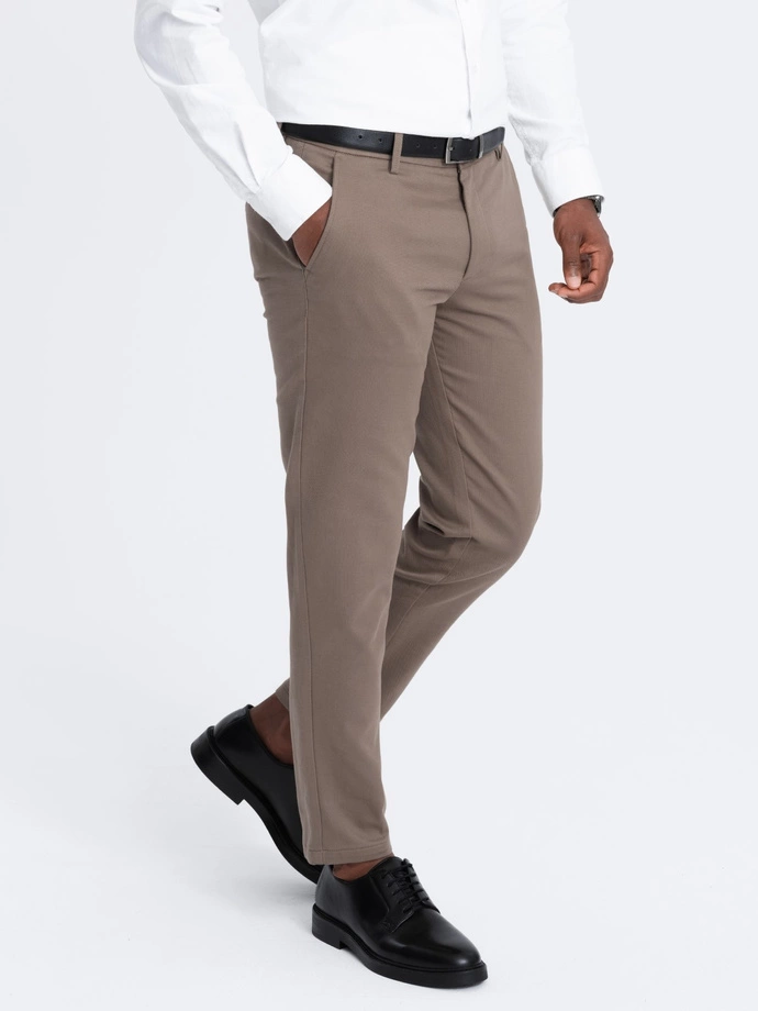 Vyriškos SLIM FIT plonos tekstūros chino kelnės - pelenai V1 OM-PACP-0190