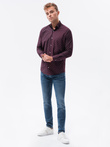 Men's elegant shirt with long sleeves - dark red K463