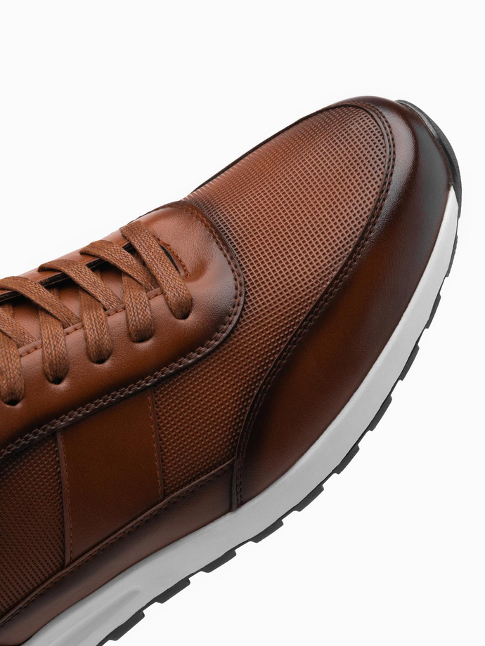 Pantofi sport bărbați adidași din piele ecologică - maro V1 OM-FOSL-0181