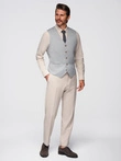 Men's jacquard suit vest without lapels - light grey V1 OM-BLZV-0106
