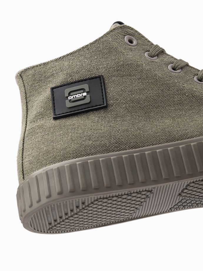 Adidași de top din pânză pentru bărbați - olive V2 OM-FOTH-0186