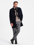 Men's coat with asymmetrical fastening - navy blue V3 OM-COWC-0102