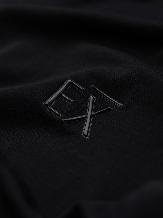 Men's V-neck SLIM FIT T-shirt with elastane and print - black V1 OM-TSBC-0221 