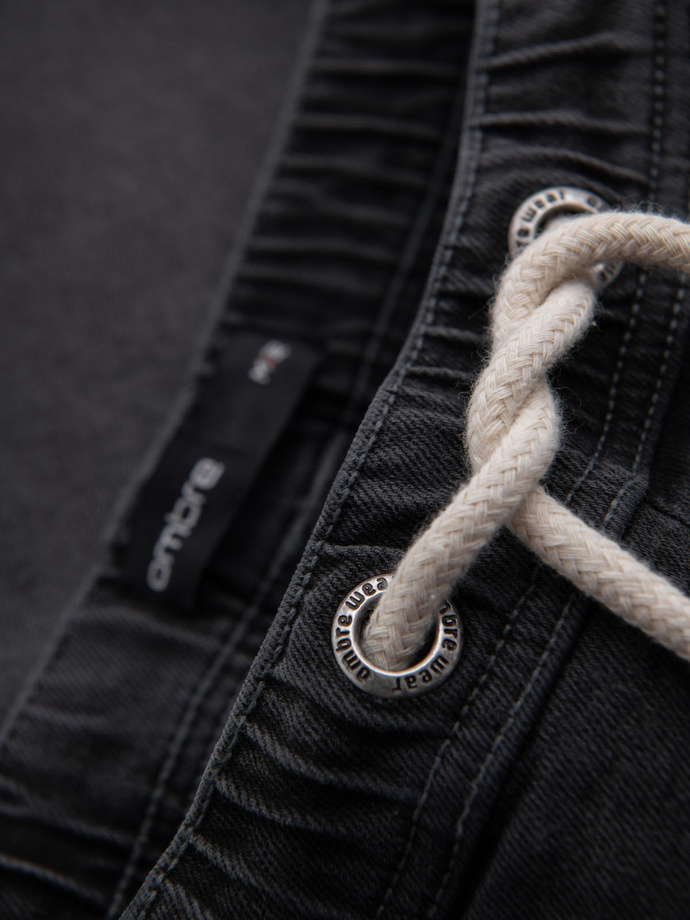 Pánské šortky s elastickým pasem a pracím efektem - šedé V3 OM-SRDS-0192