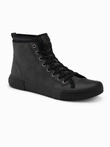 Men's high-top sneakers with decorative upper - graphite V4 OM-FOTH-0158