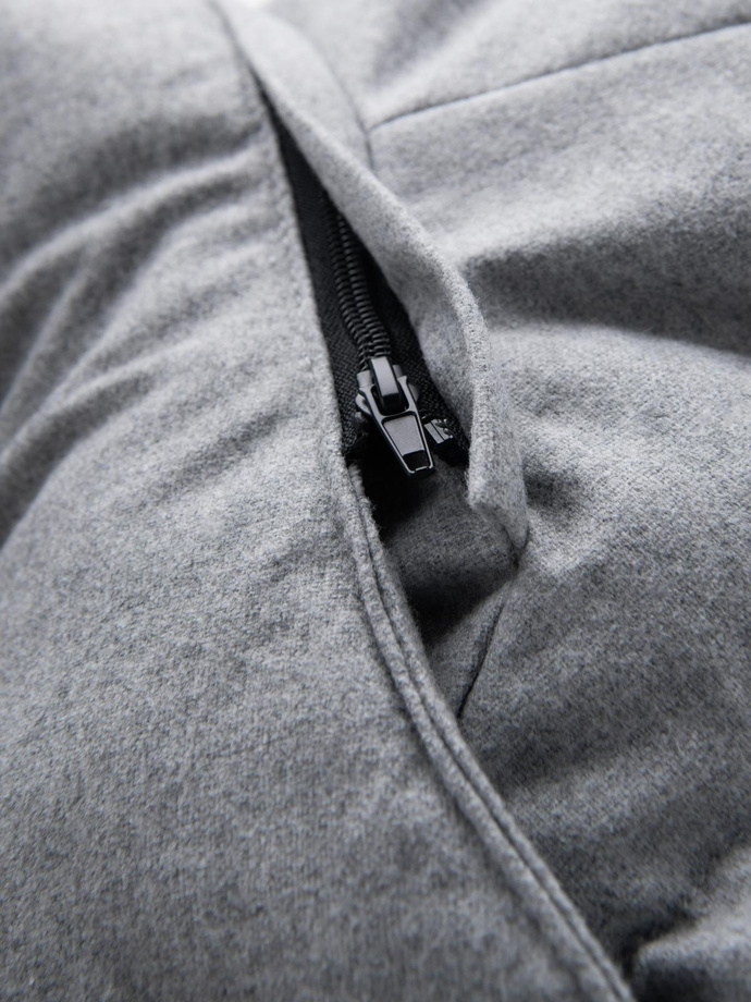 Warm men's long parka jacket with wool - light grey melange V3 OM-JALJ-0217