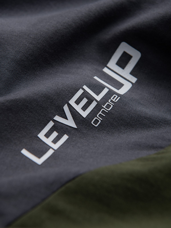 Men's cotton tricolor t-shirt with logo - graphite/olive V9 S1747