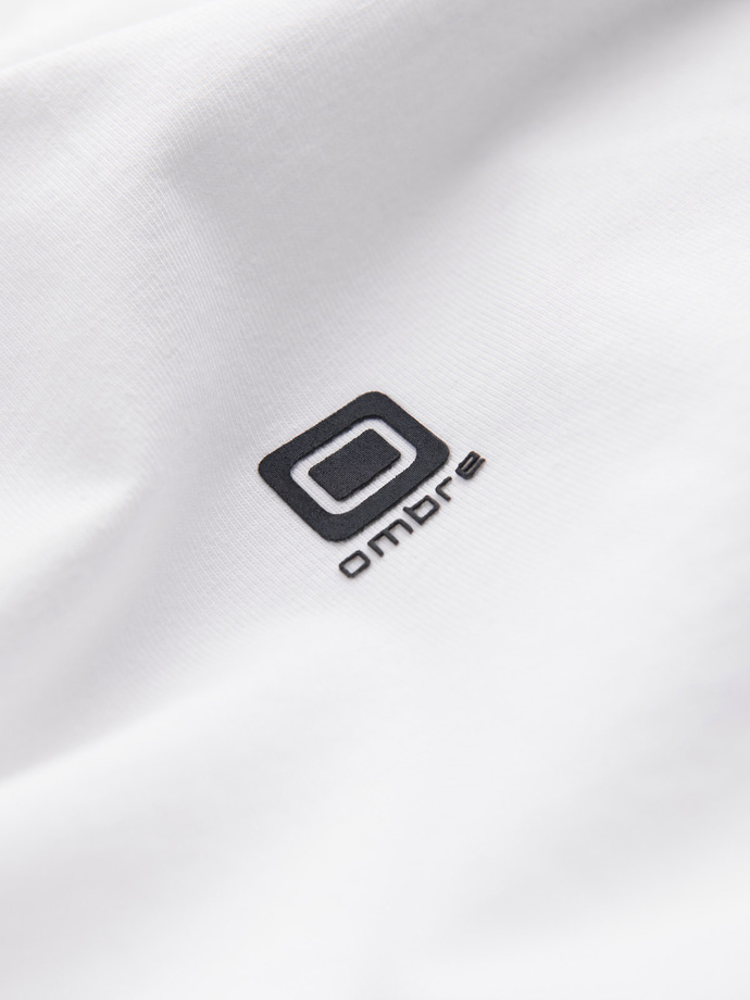 Vyriška elastaninė marškininė su ilgomis rankovėmis ir iškirpte - balta V1 OM-LSCL-0110
