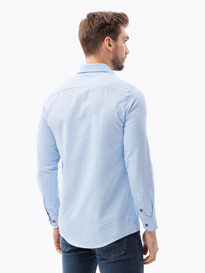 Men's shirt with long sleeves - light blue K616